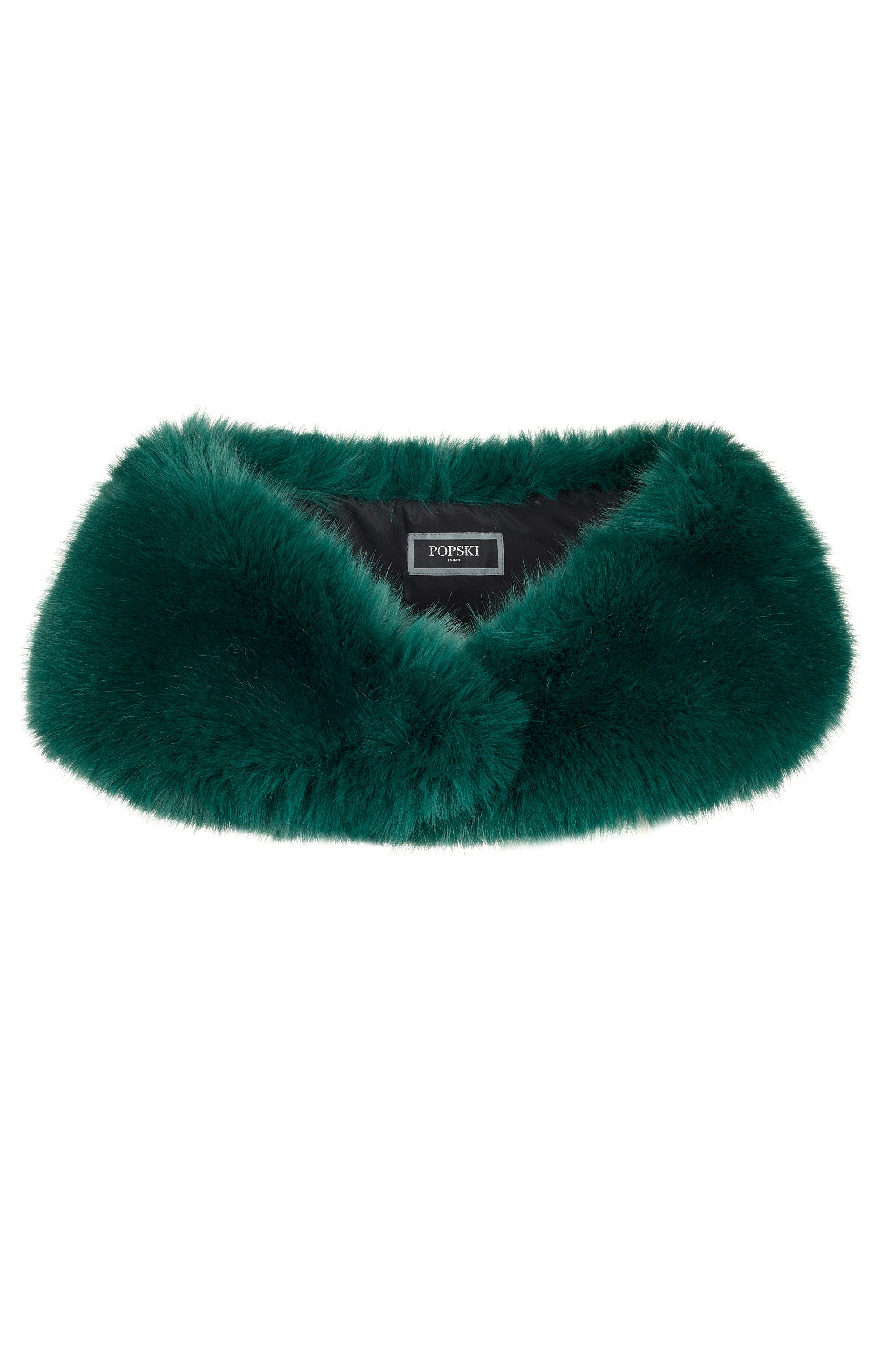 Green faux fur collar shop